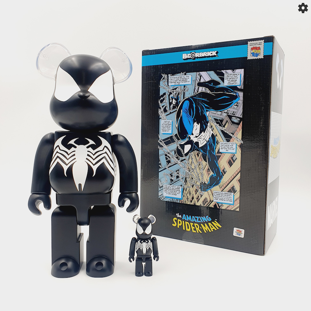 BE@RBRICK MARVEL SPIDER MAN BLACK SUIT 400% 100% 2022