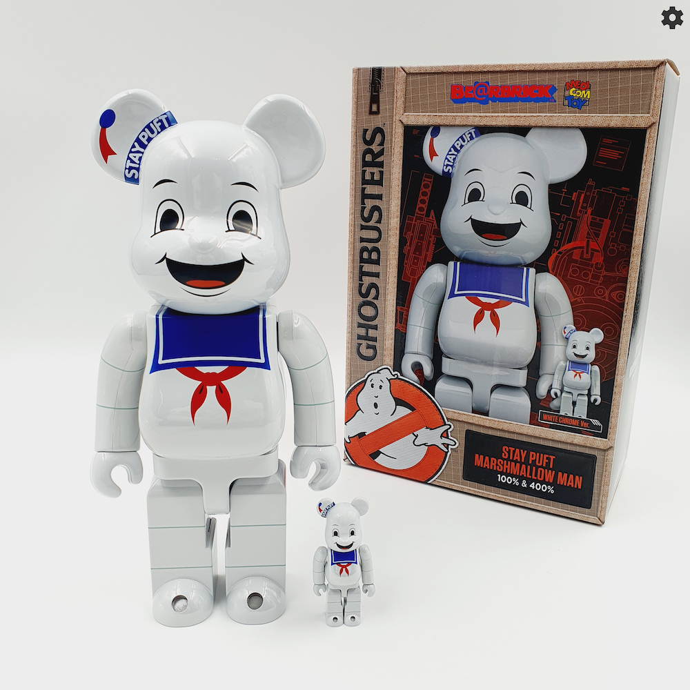BE@RBRICK STAY PUFT MARSHMALLOW MAN WHITE CHROME 100％ & 400％ 2022