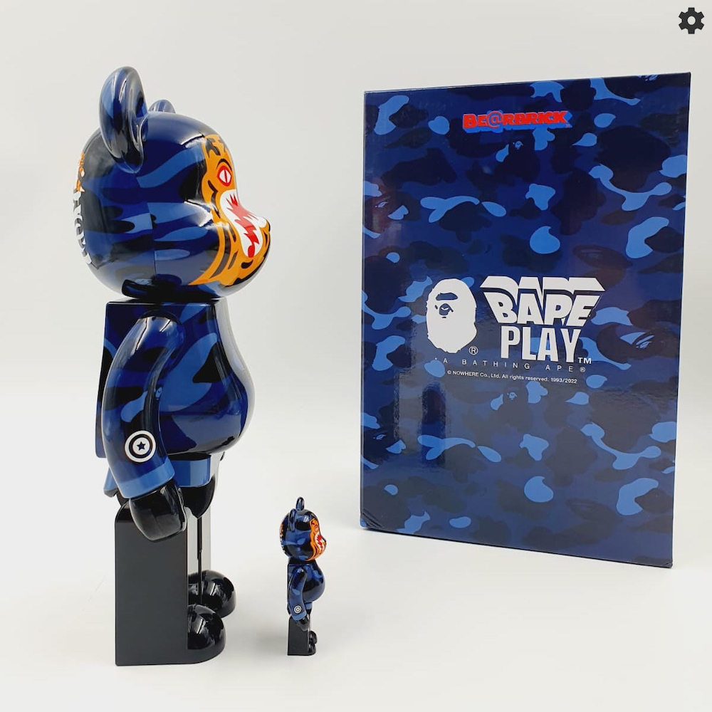 BE@RBRICK BAPE CAMO TIGER BLUE 400% 100%